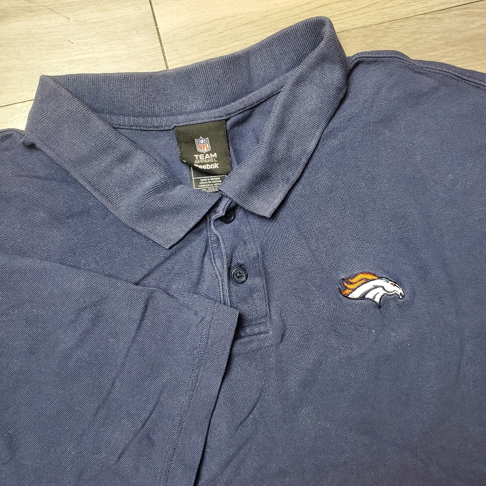 Reebok Denver Broncos NFL Team Apparel Polo Shirt Men's 2XL Blue